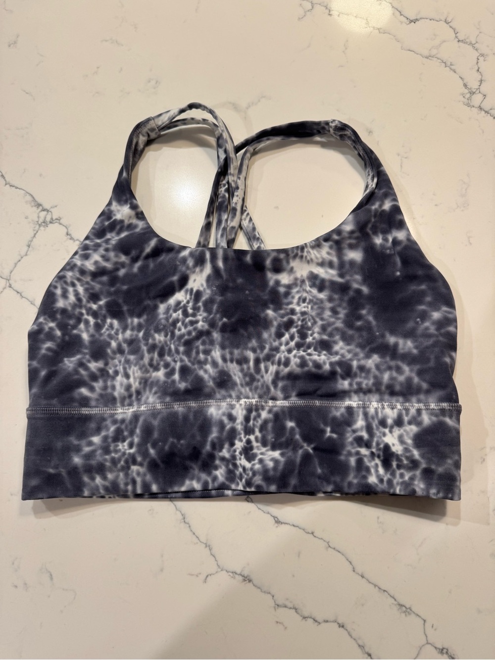 lululemon athletica longline Black and White Tie-Dye Sports Bra